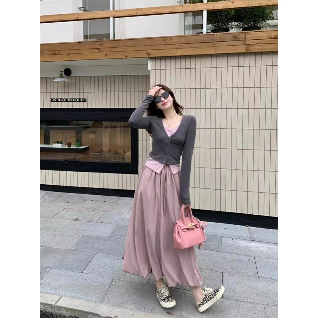 2025新款韩系高级感连衣裙子女早春季小个子穿搭一整套装花苞长裙