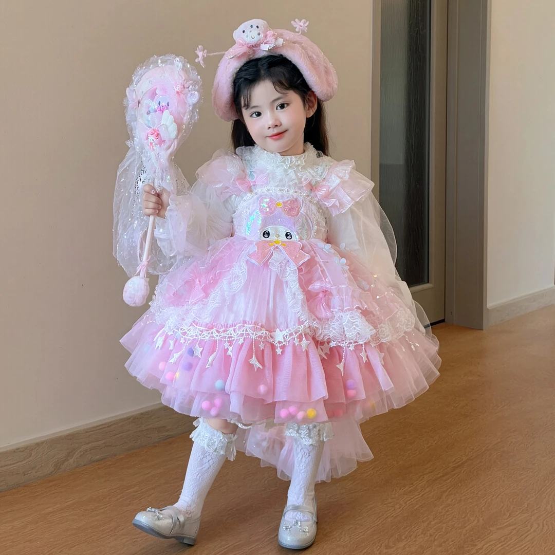 美乐蒂女童洛丽塔公主裙2025新款儿童生日礼服裙小女孩连衣裙裙子