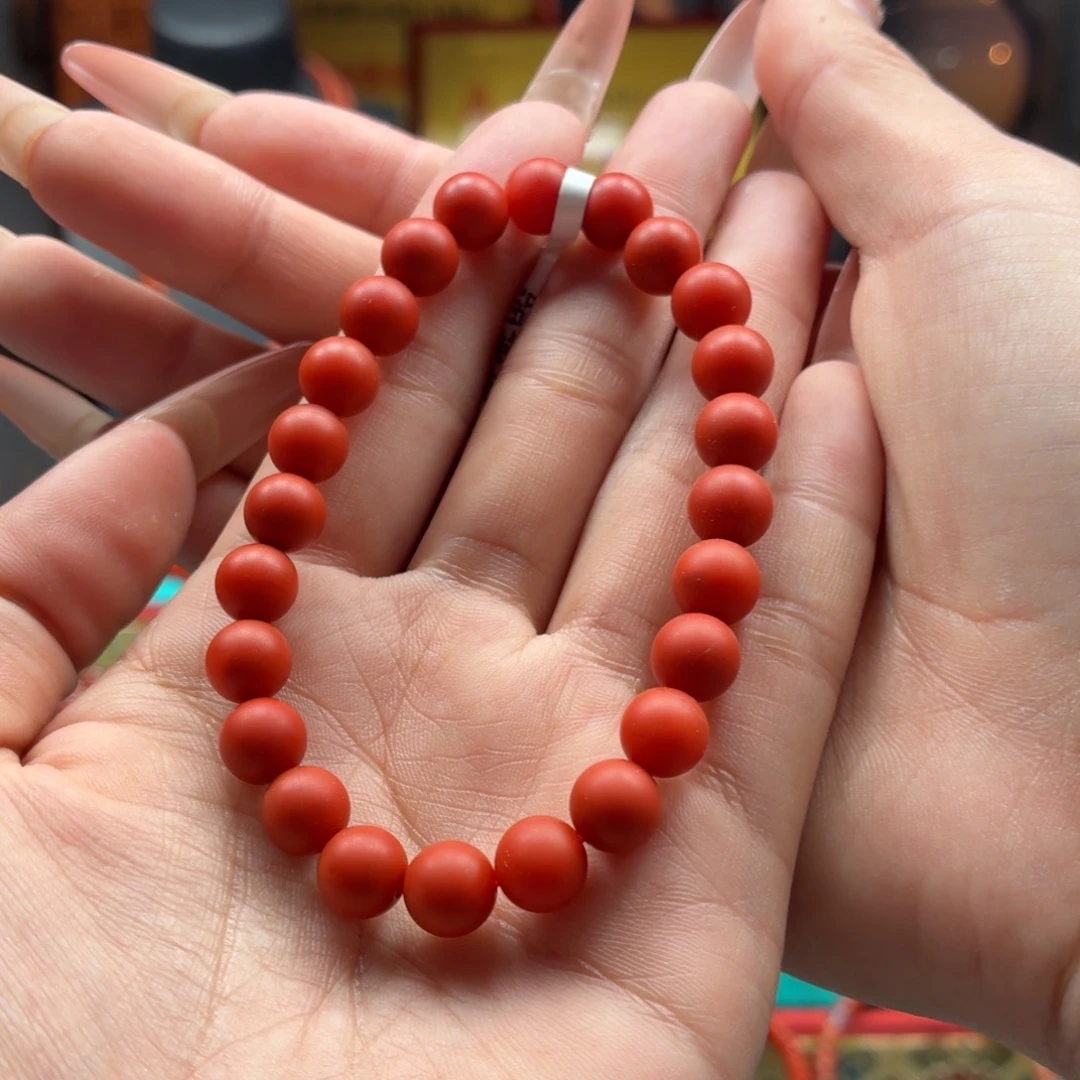 南红玛瑙未镶嵌手串原矿保山南红大水沟柿子锦手串卡8+