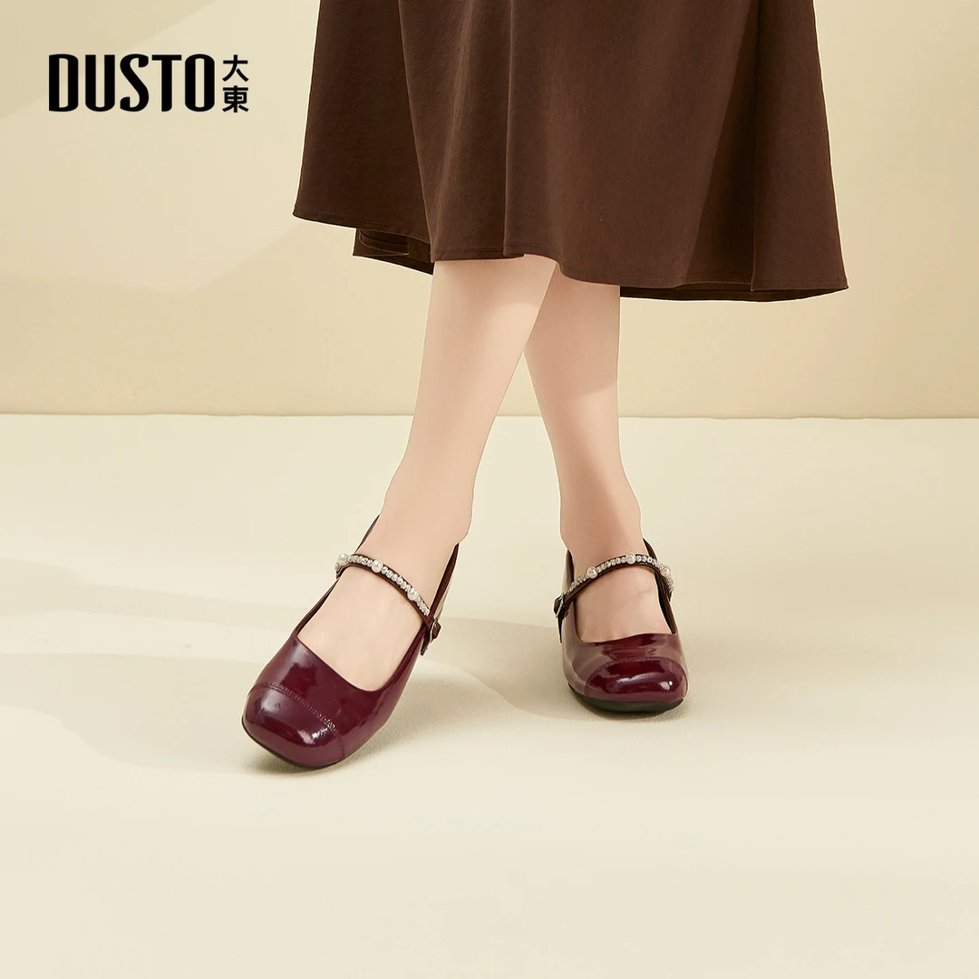 大东浅口玛丽珍单鞋2025秋季新款法式配裙子百搭珍珠低跟女鞋1016