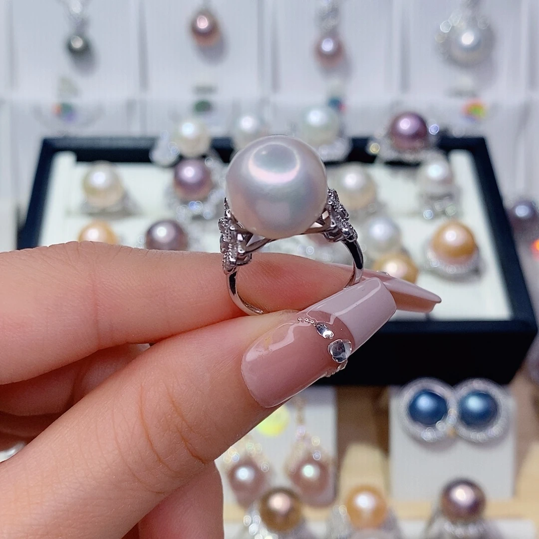 戒指银S925镶嵌淡水珍珠12➕