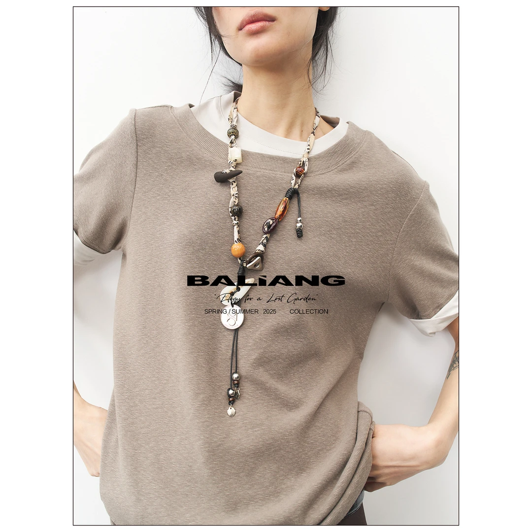 BALIANG「捌樑」杈branch'重工腰果花挂腰包链手工编绳流苏项链