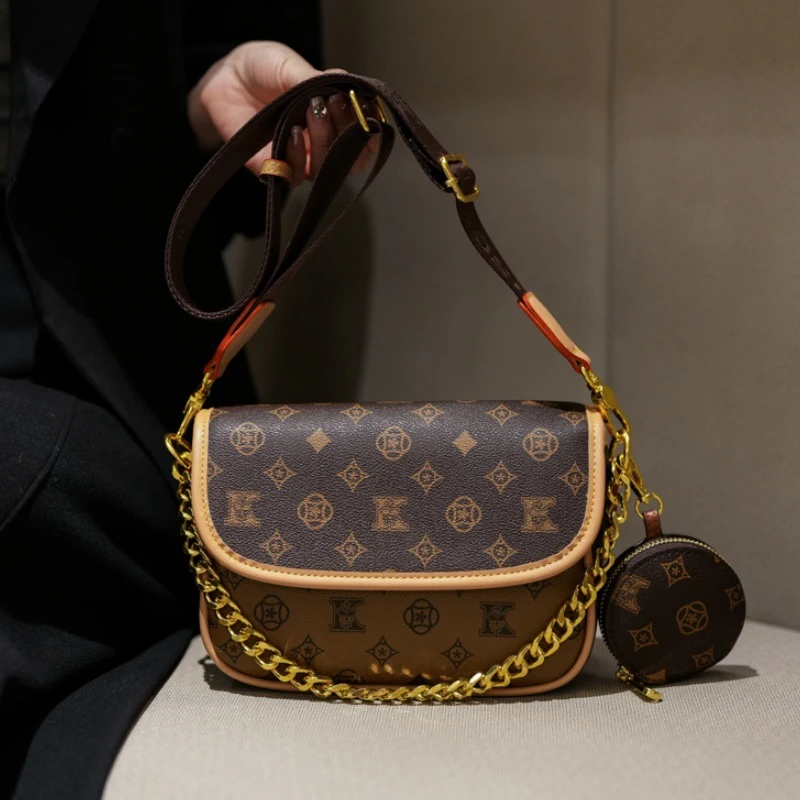 高级感包包女2025新款印花气质撞色小方包百搭时尚单肩斜挎包