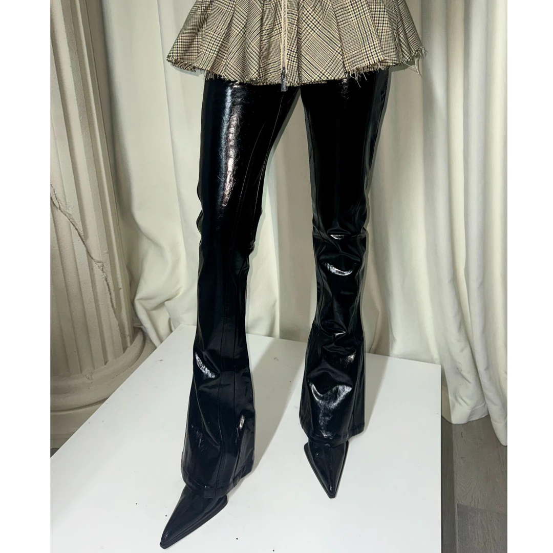 【LOCAT】WHITE ABYSS  紧身漆皮微喇裤 WA25AWPT16PU01