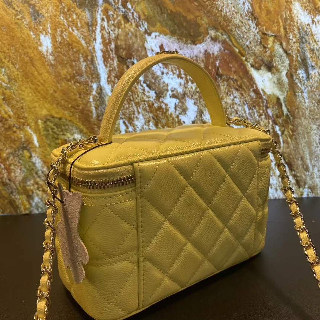 HIRMRIS手工真皮包18-551527-小鸡黄-手提盒子酱香