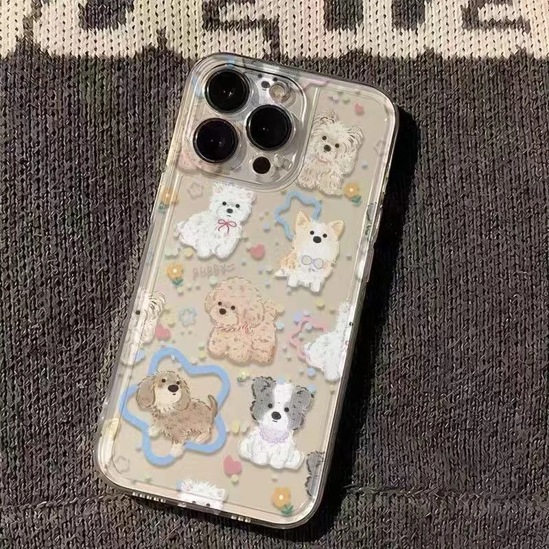 可爱小狗适用苹果16PROMAX手机壳iPhone15小众13简约14软壳透明