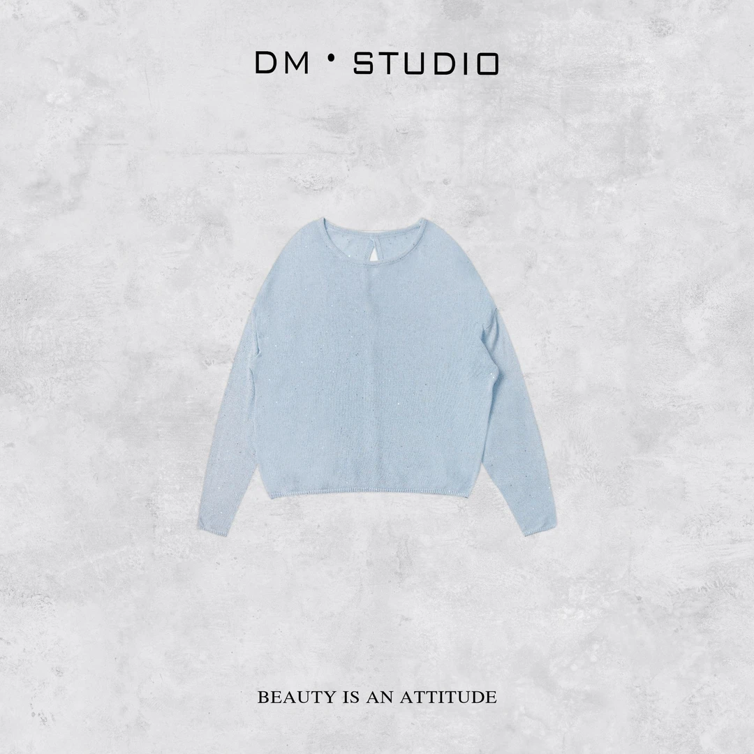 DEDM－DM•STUDIO/百搭气质精致感亮片排扣针织开衫上衣（17-26798）