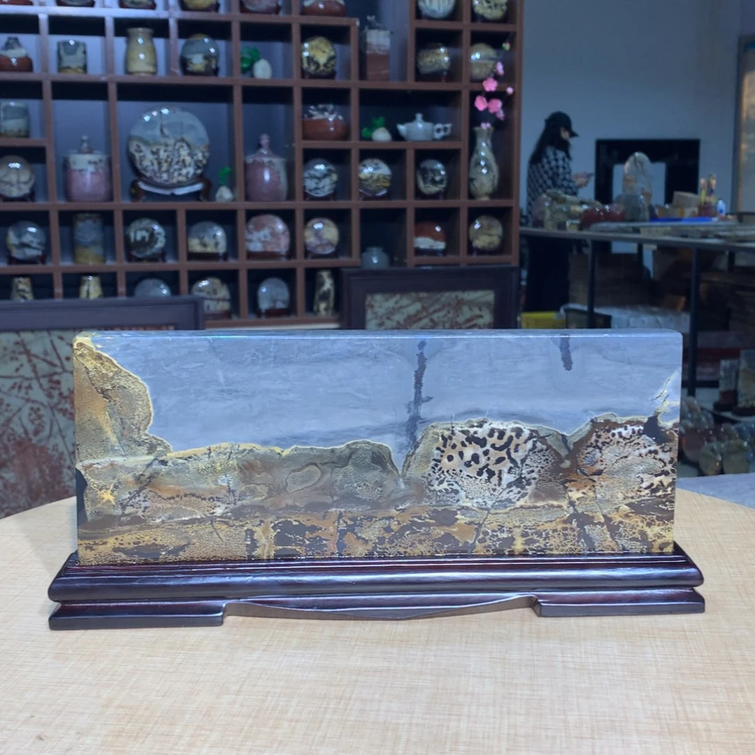 紫砂广西国画石摆件，收藏观赏