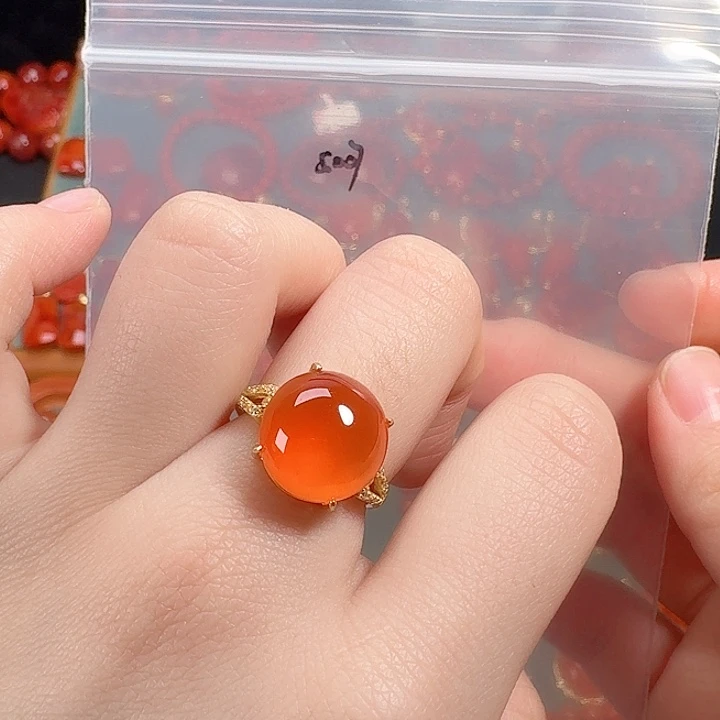 南红玛瑙银S925镶嵌戒指