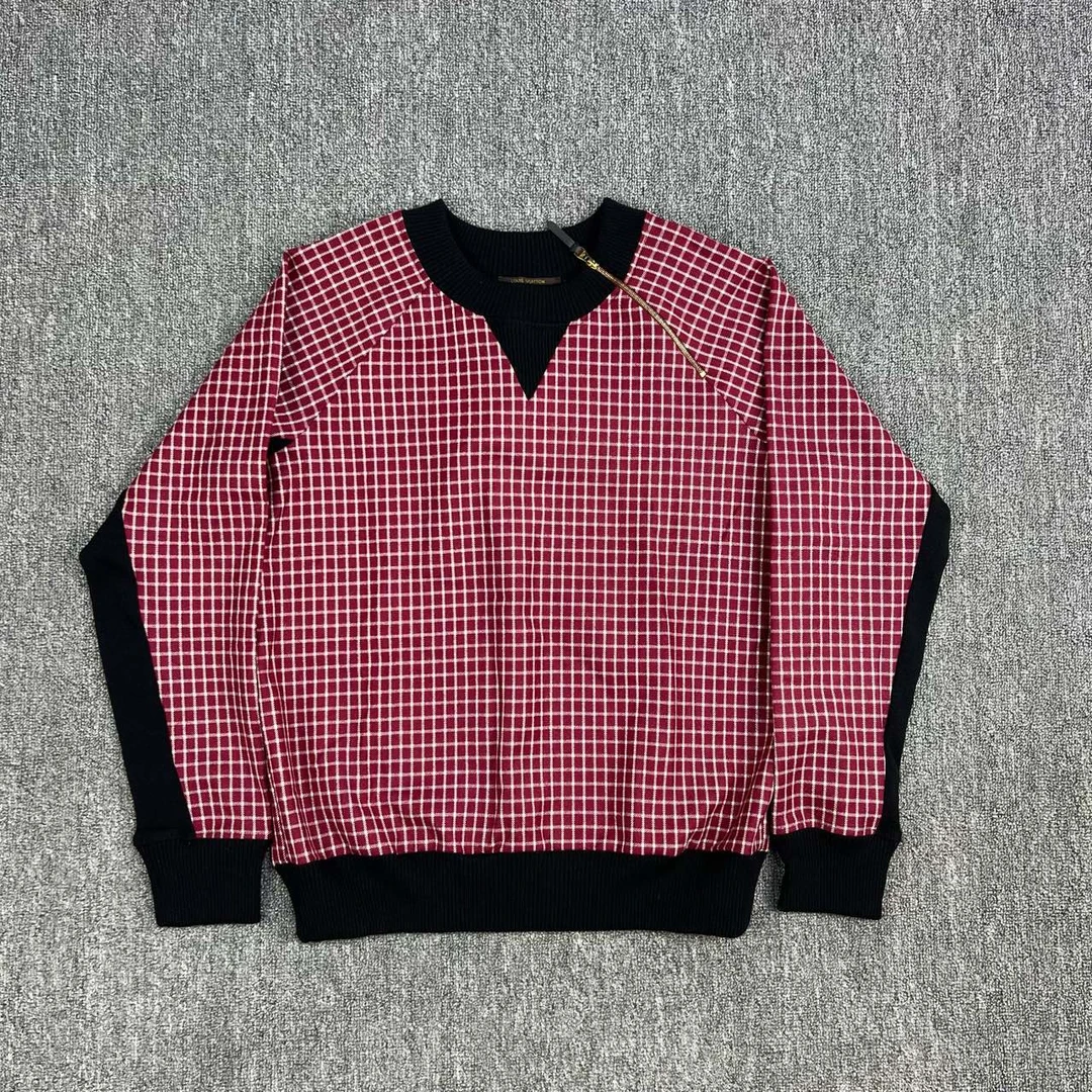 99新 LouisVuitton/路易威登 2504194/40码/logo皮饰拉链格子卫衣