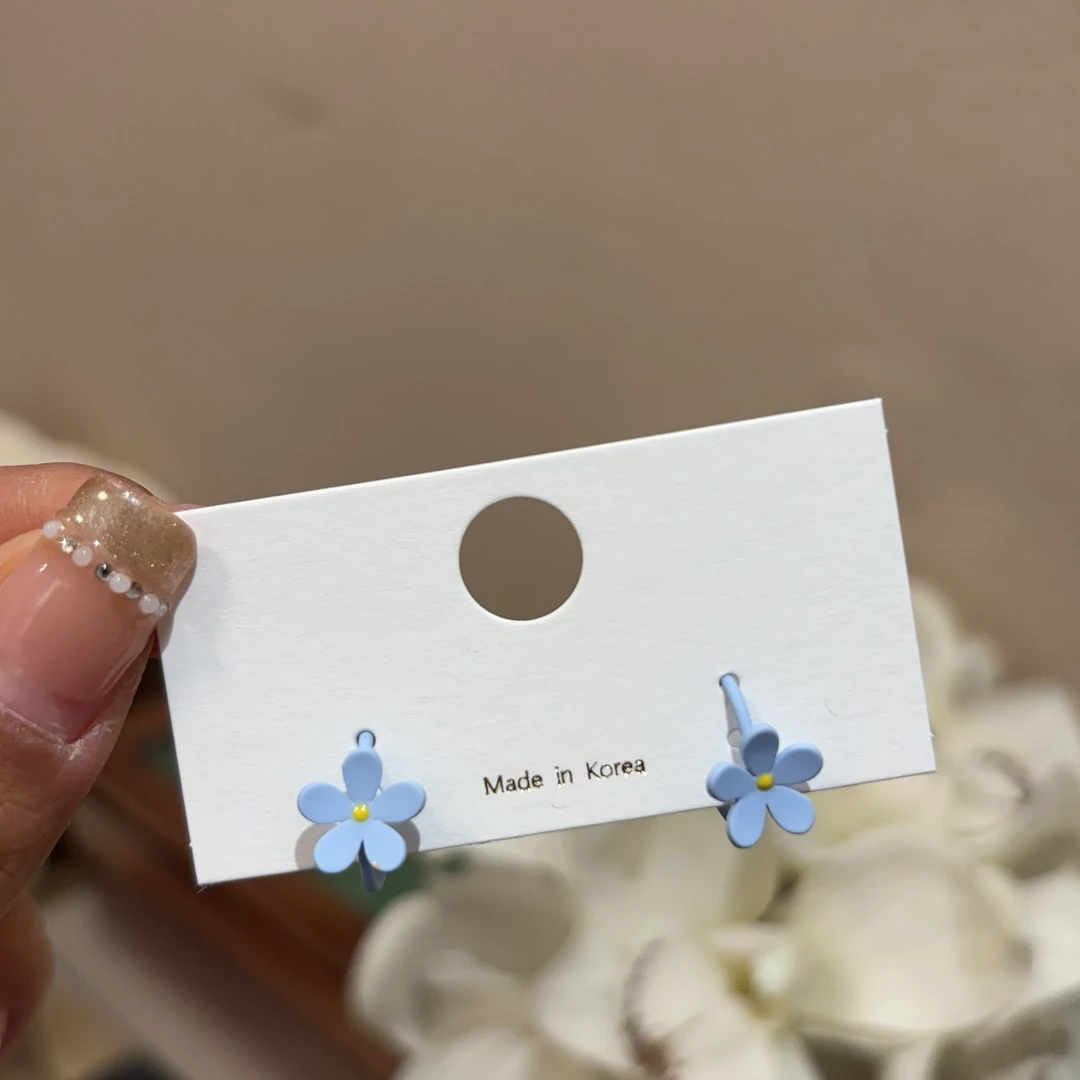 铜合金耳饰 气质拼色小花耳钉R15