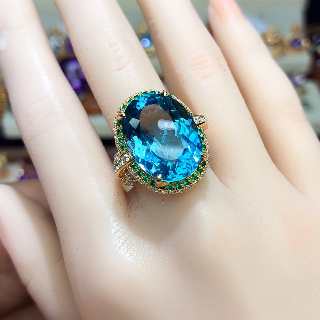 戒指石榴石银S925镶嵌