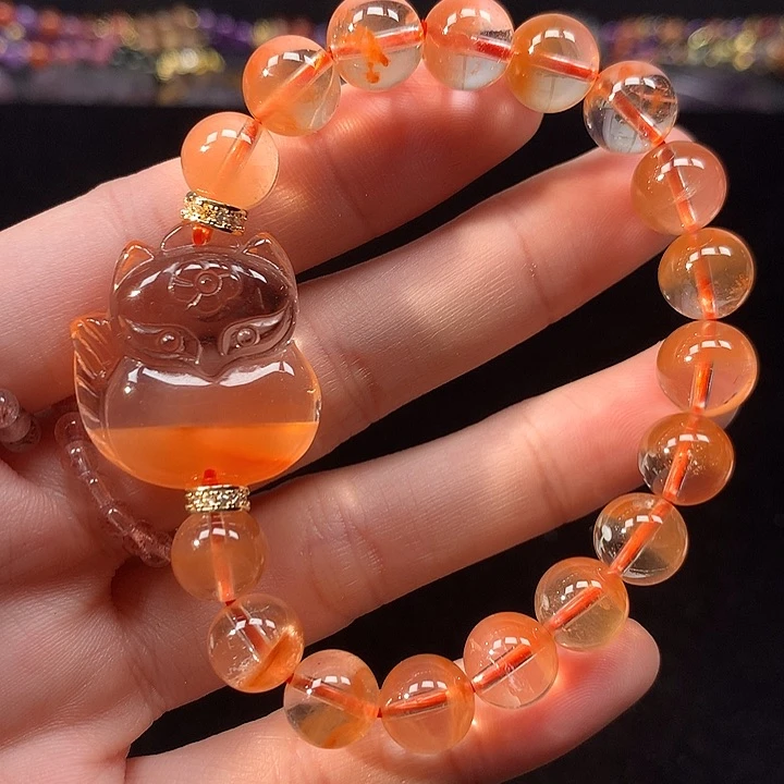 水晶手链未镶嵌半盆红兔毛女王狐