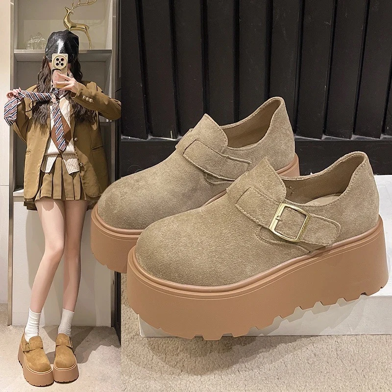 【扣号】7CM25年新款厚底增高软底乐福鞋勃肯鞋韩版英伦风网红