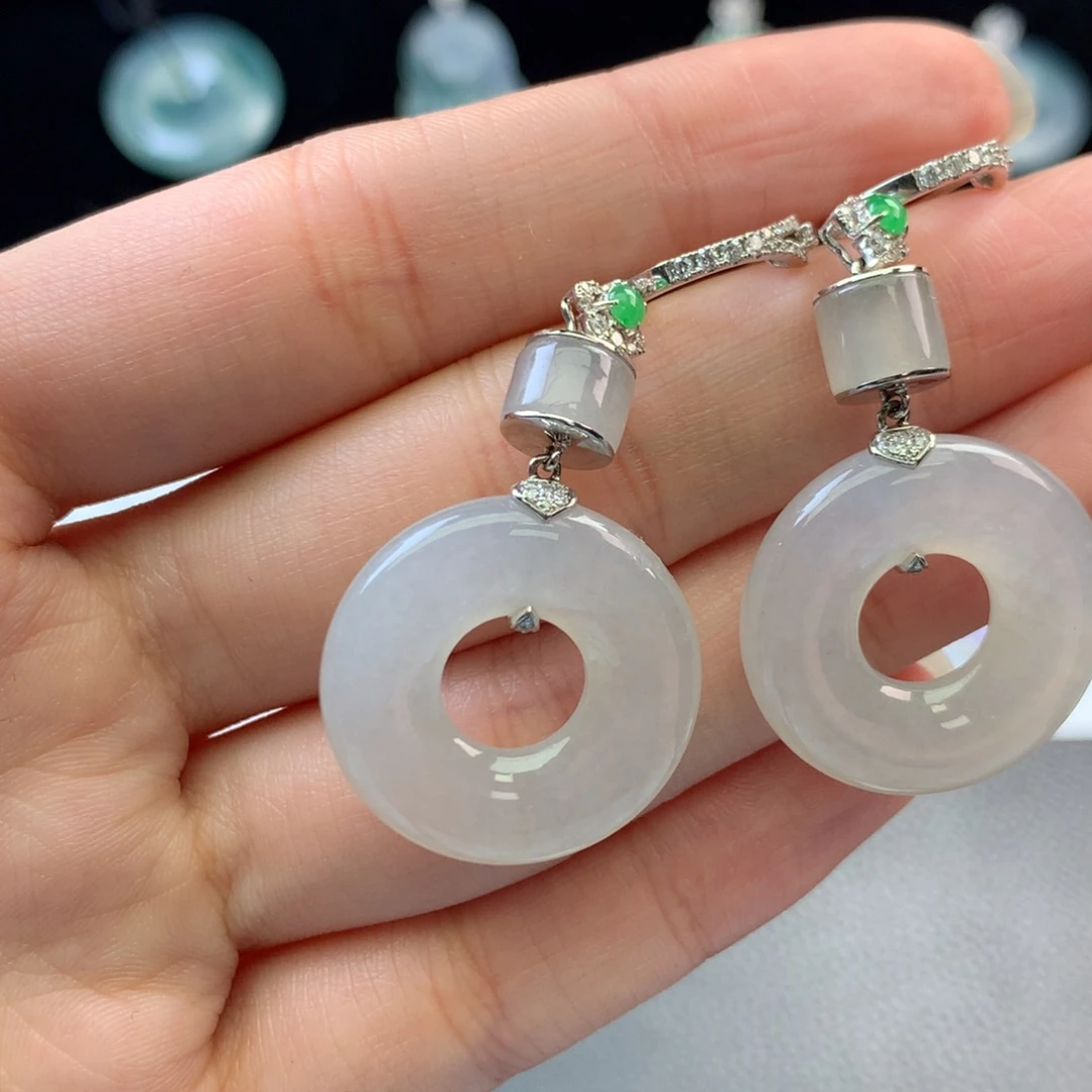 翡翠18K金镶嵌挂件48小时鉴赏期  退货不扣服务费