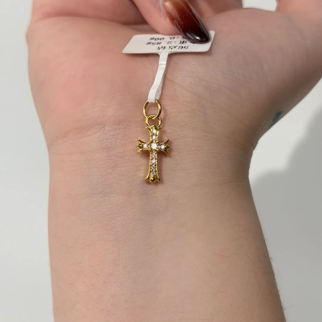 【金项链吊坠】白钻十字黄金吊坠5G足金999【188/0】