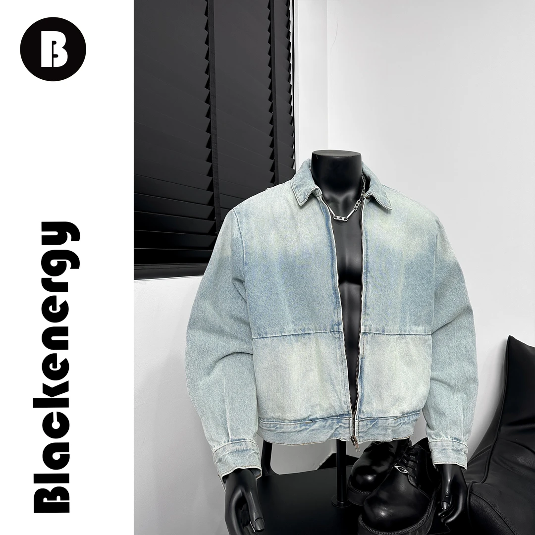 水洗做旧外套男春秋季美式小众boxy美式宽松cleanfit短款重磅夹克