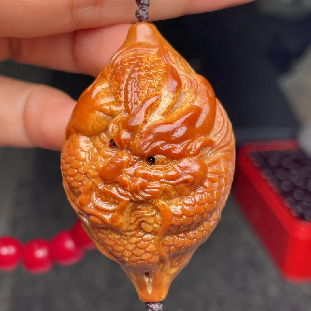 文玩好物印尼大橄榄红菩提双龙穿配276（无礼盒）