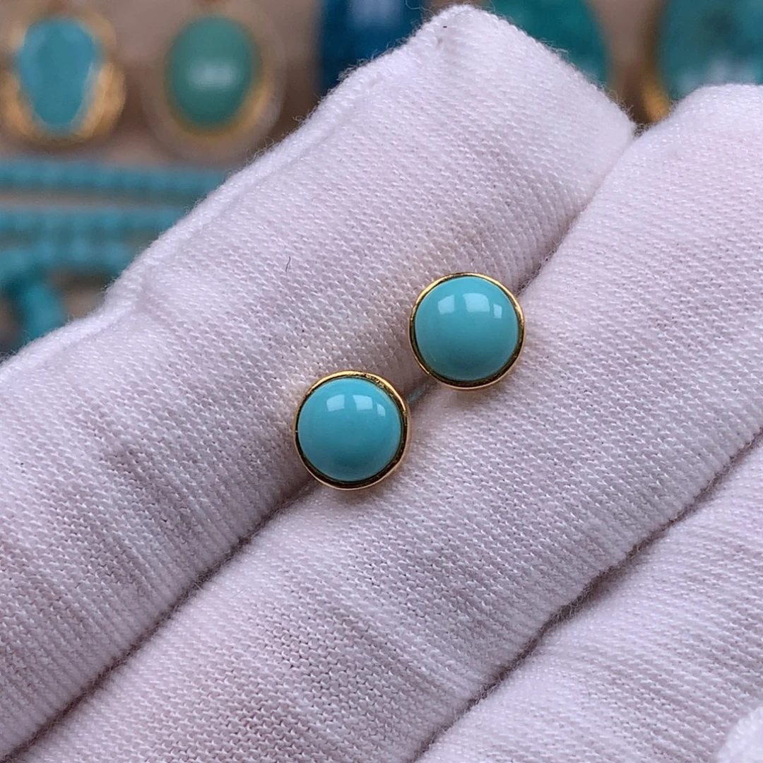 绿松石银S925镀金镶嵌珠宝奇石