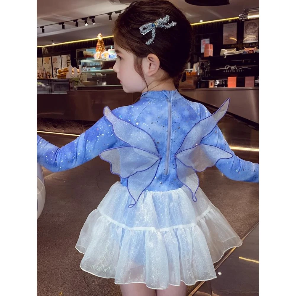 游泳衣洋气夏装新款长袖2025小女孩儿童连体女童泳装泳衣公主