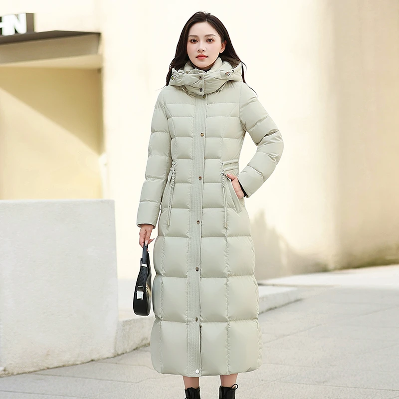 2025新款爆款羽绒服过膝长款女士冬季保暖修身显瘦可脱卸帽加厚版