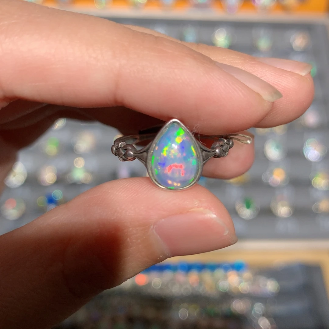 银S925镶嵌欧泊欧泊戒指y