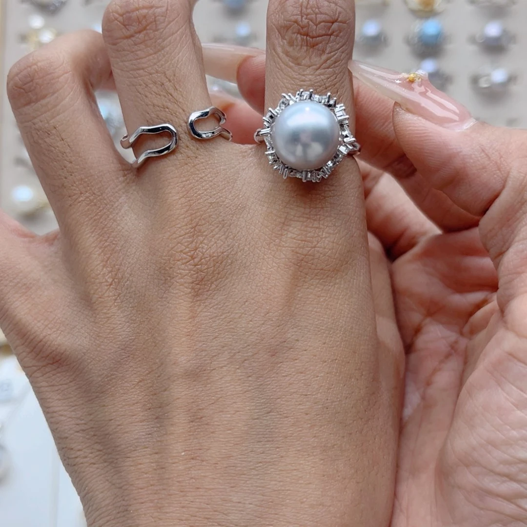 戒指合金淡水珍珠宝*依