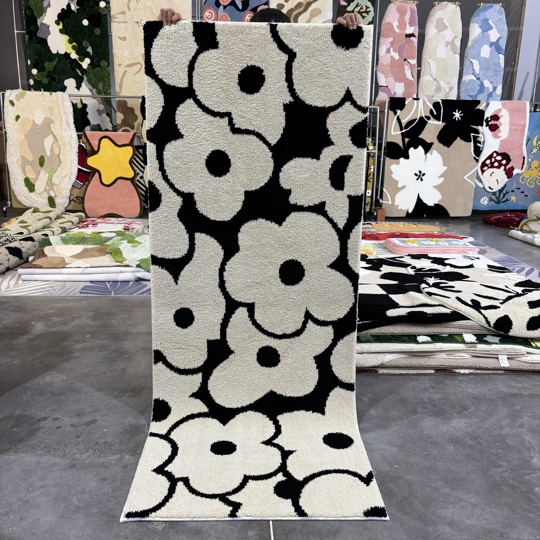 机织植绒提花卧室床边毯 飘窗垫