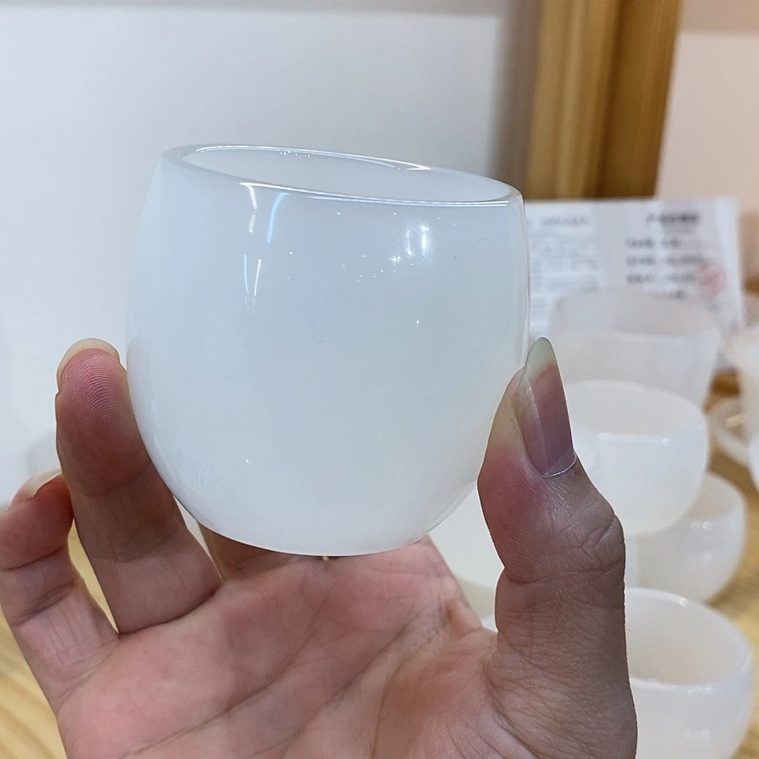 琉璃手工艺品白玉琉璃主人杯