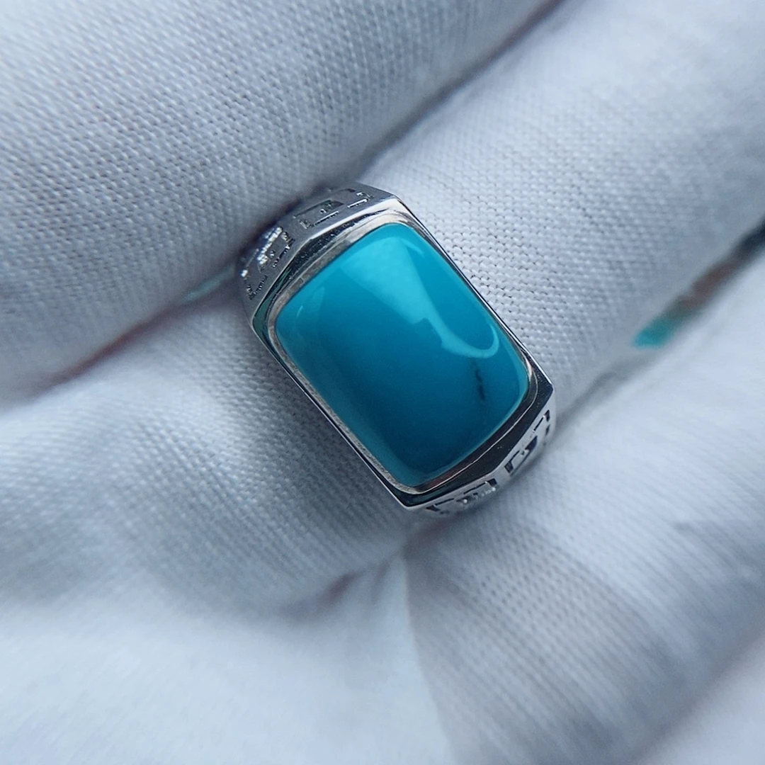 绿松石银S925镶嵌戒指