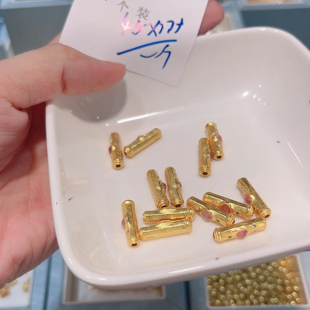 水晶珠宝半成品银S925镀金镶嵌60 。