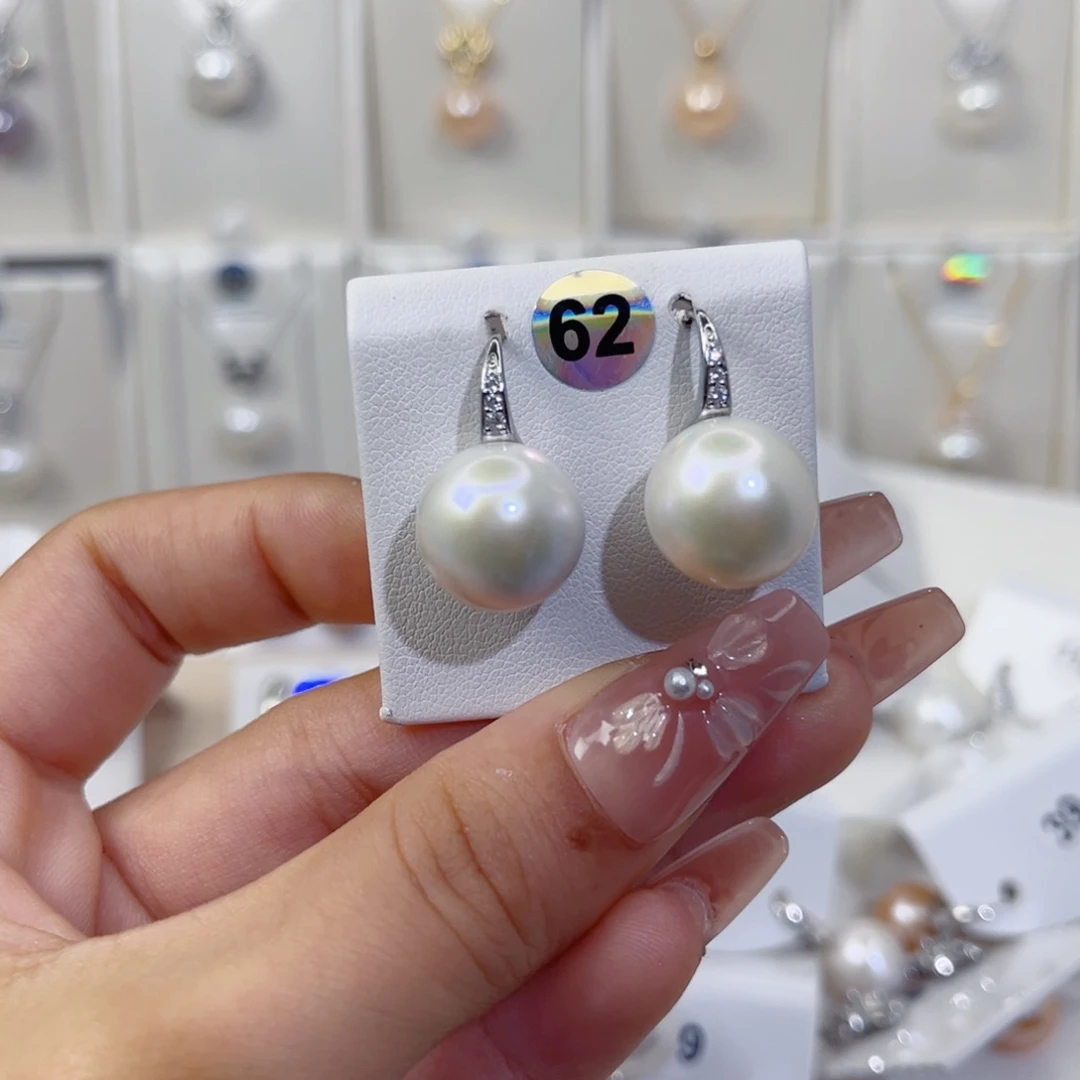 ෆ***沐耳饰银S925镶嵌淡水珍珠