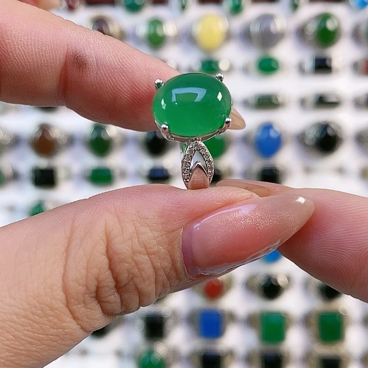 银S925镶嵌戒指玛瑙/玉髓