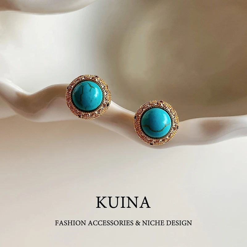 铜合金耳饰 圆形珍珠气质女士银针耳钉轻奢高级独特精致耳环70136