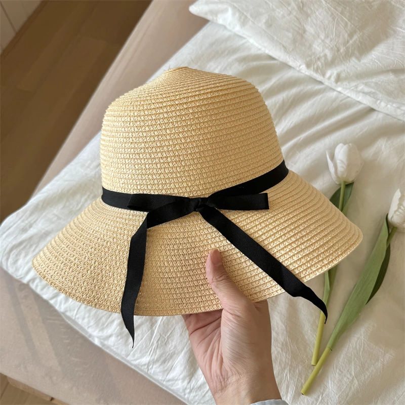 夏日里的“全能ACE” 草编蝴蝶结防晒帽沙滩遮阳帽