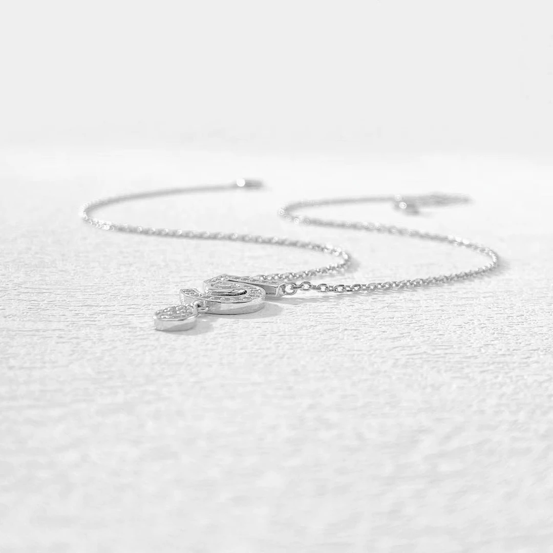 坠链均925银莫桑石 木木（MH67）  45厘米 满镶5号雨滴颈链