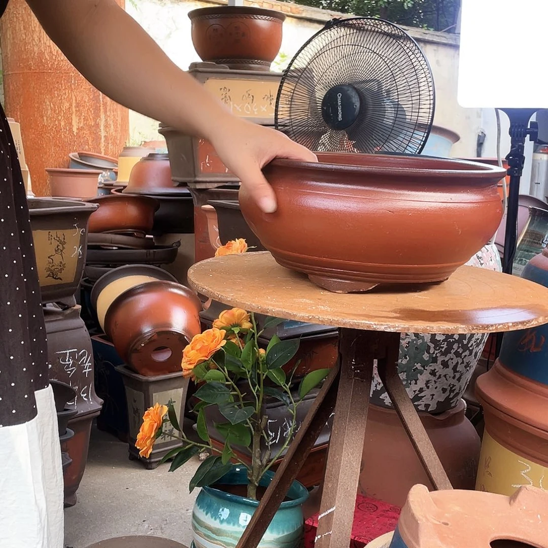 仿古鱼缸小花盆紫砂花盆