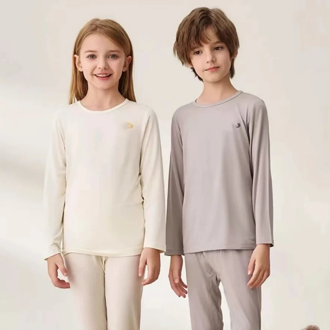 英 自家娃留儿童秋衣秋裤套装男童女童保暖内衣中大童分体长袖a类