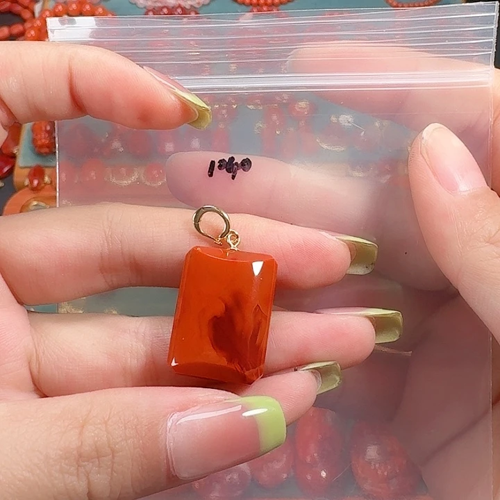 南红玛瑙银S925镶嵌吊坠