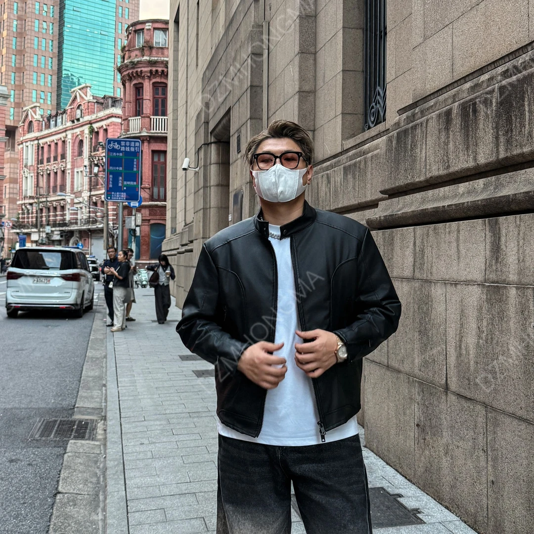 DAZHONGMA机车显瘦正肩秋季春秋男士修身型立领机车服棉衣夹克