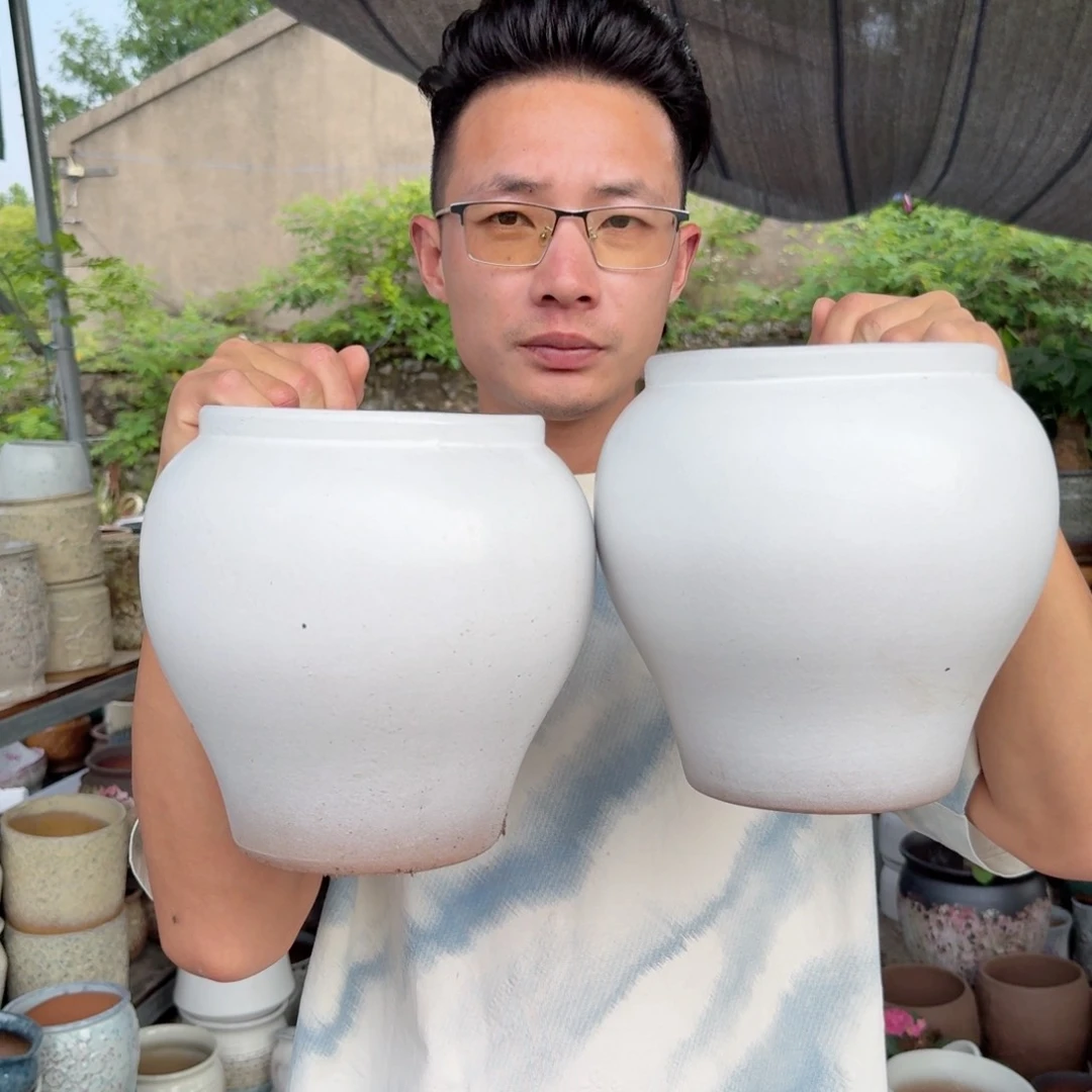 紫砂花盆口16高21；两个球老胡白色