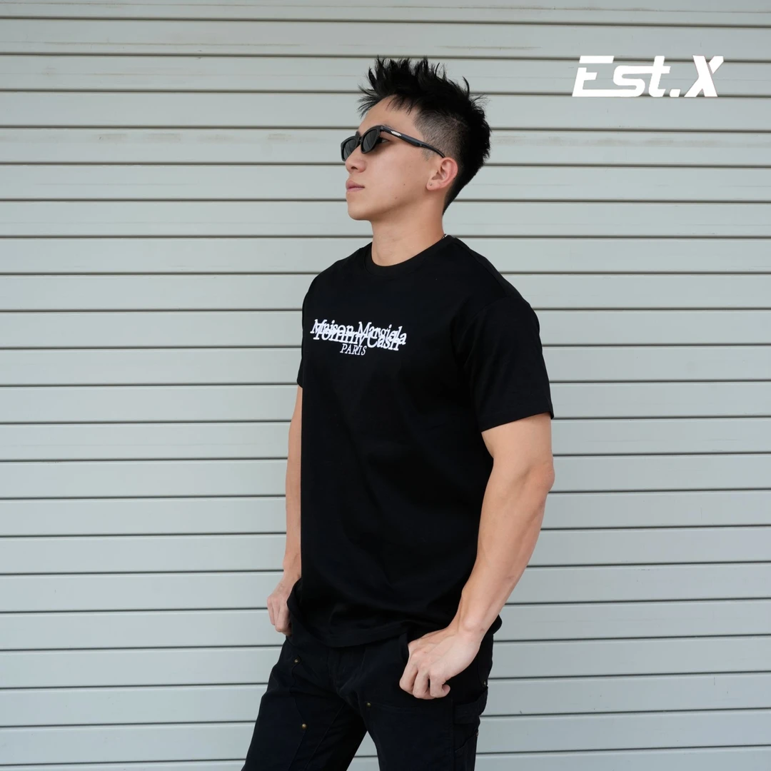 【EstX】马家风格M6重磅250g幻影重叠刺绣圆领短袖#BK001