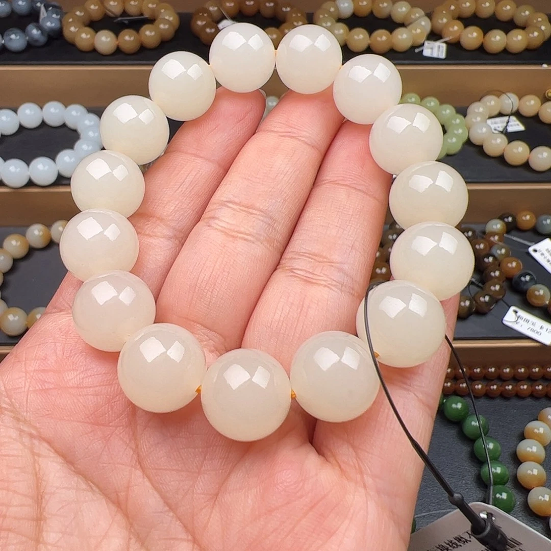 和田玉未镶嵌手链蜂蜜水卡14