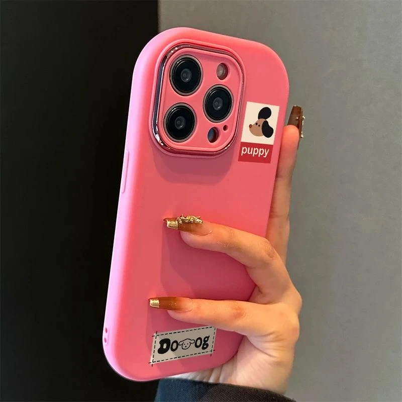 精孔胖妞小狗标签适用苹果16手机壳iphone15华为op小米vivo防摔43