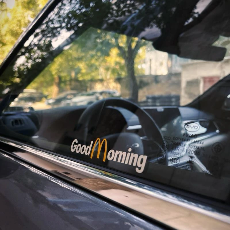 麦当劳good morning汽车侧窗玻璃贴纸车身三角窗贴电动车创意个性