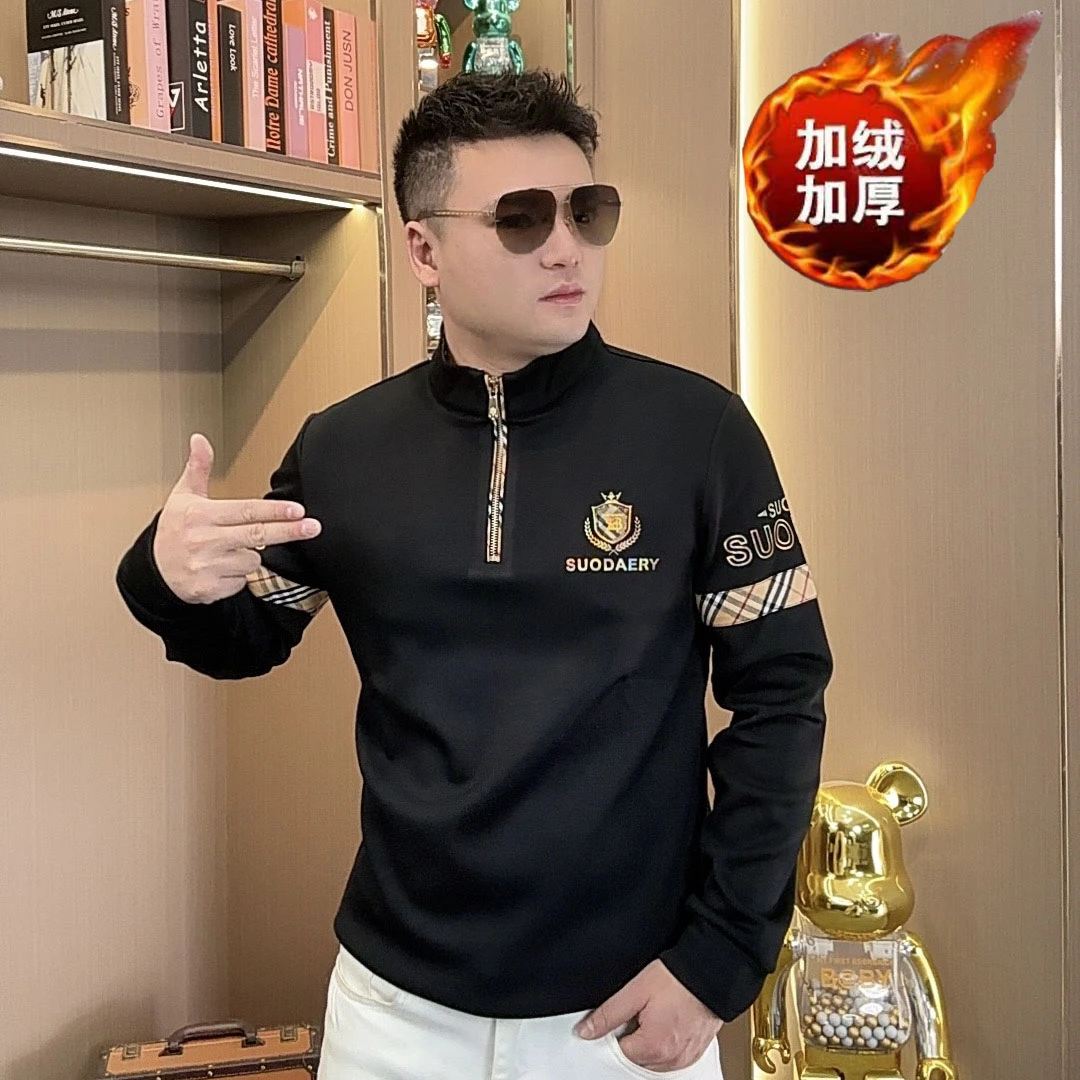 2024加绒立领拉链格衫设计高工艺品质男士卫衣时尚百搭帅气