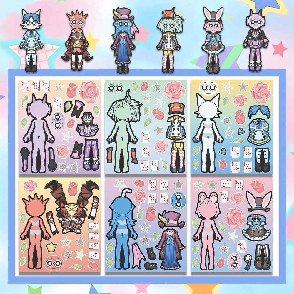 女孩魔术师款节奏盒子换装贴纸女孩趣味换装贴纸