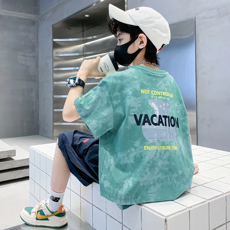 男童夏季短袖T恤2025新款儿童中大童夏装男孩半袖洋气t恤薄款帅气