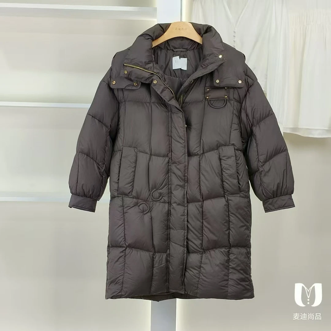 麦迪尚品【DS】50604398 复古连帽长款羽绒服冬季女装品牌折扣