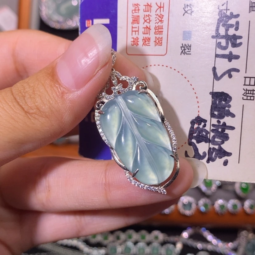 【闪购商品】翡翠银S925镶嵌颈饰天然